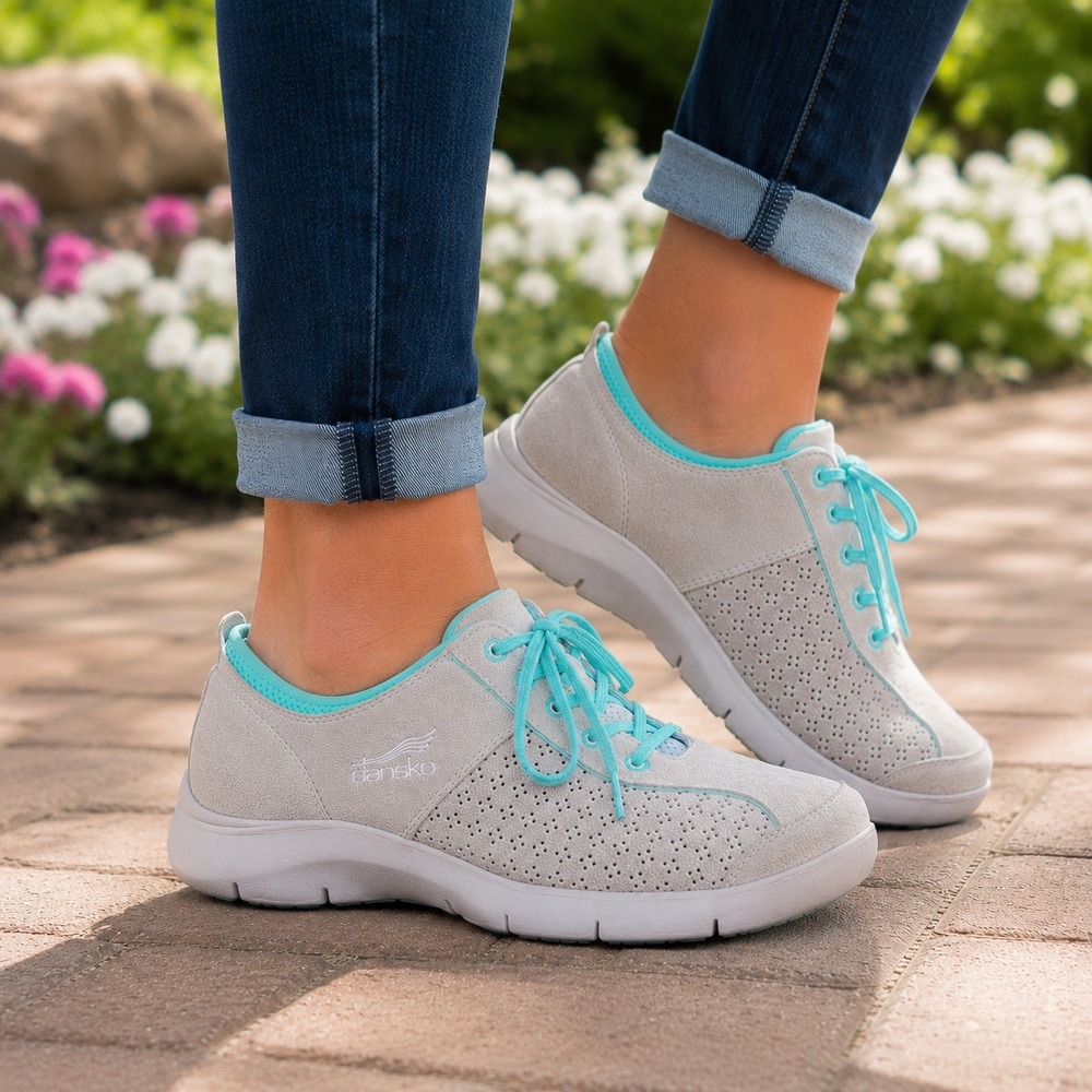 Dansko Elise Suede Sneakers Comfort Casual Shoes Aqua Gray Women's EU 39 US 8.5‎